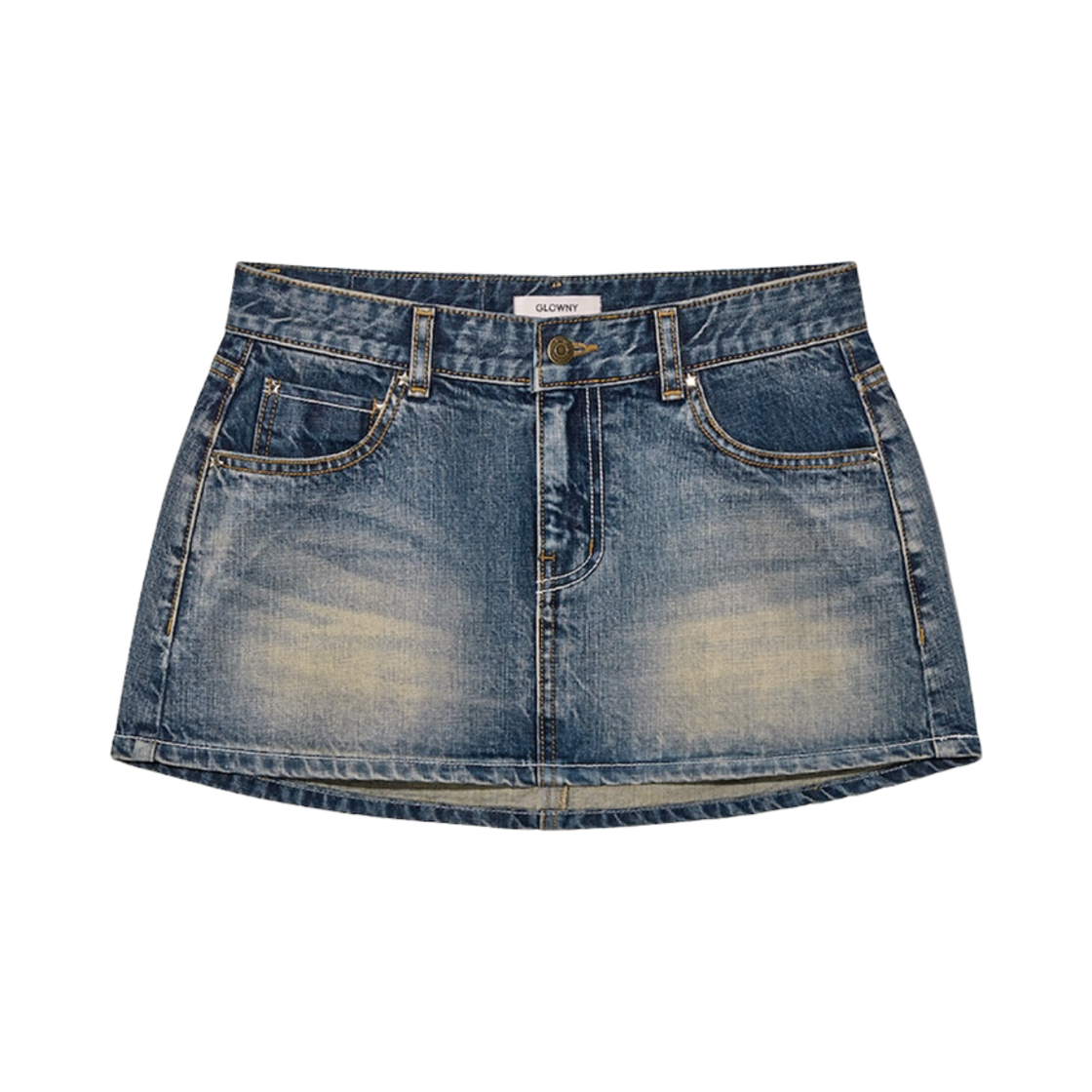 - (W) Glowny x Simihaze Western Mini Skirt Vintage Blue
