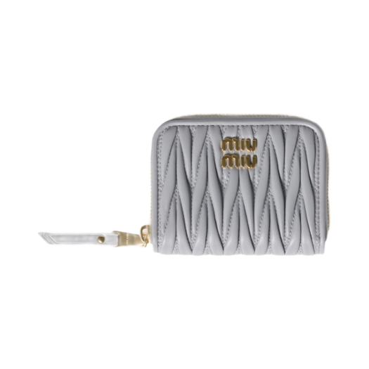 Miu Miu Matelasse Nappa Leather Coin Purse Pearl Grey