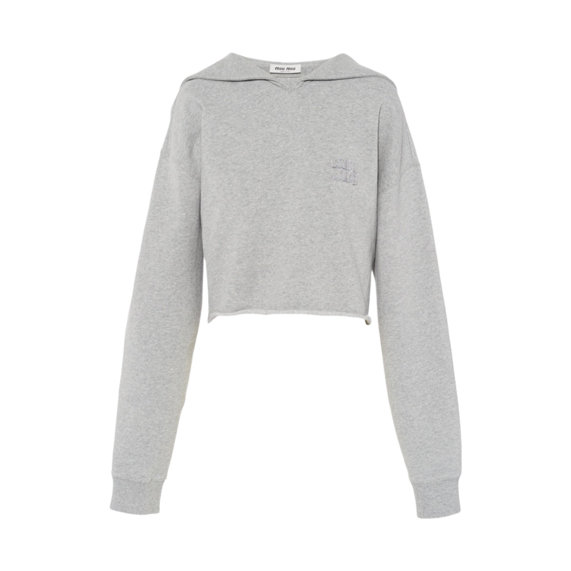 (W) 미우 미우 자수 코튼 스웨트셔츠 그레이((W) Miu Miu Embroidered Cotton Sweatshirt Grey) - 1