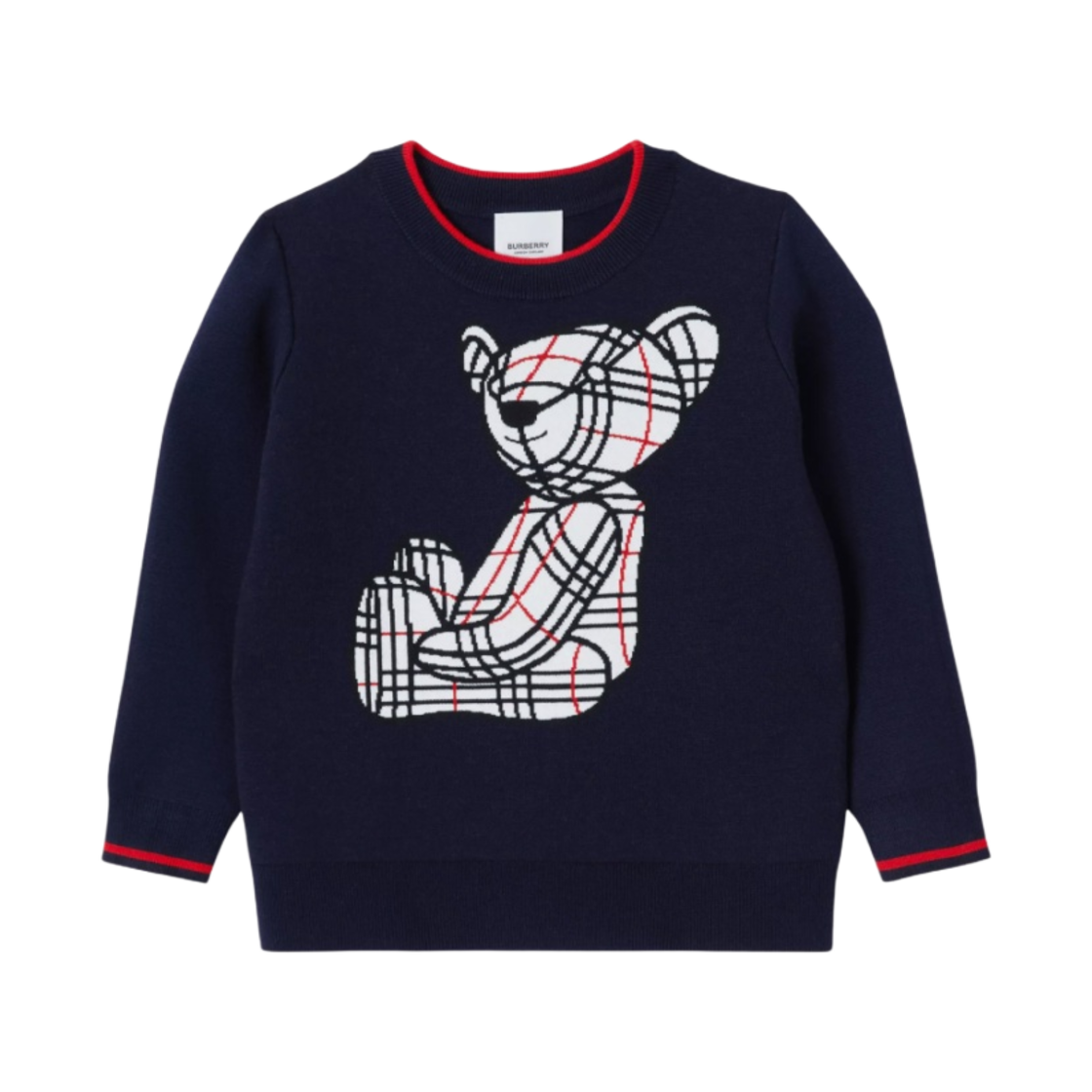 (키즈) 버버리 토마스 베어 자카드 울 블렌드 스웨터 네이비((Kids) Burberry Thomas Bear Jacquard Wool Blend Sweater Navy) - 1