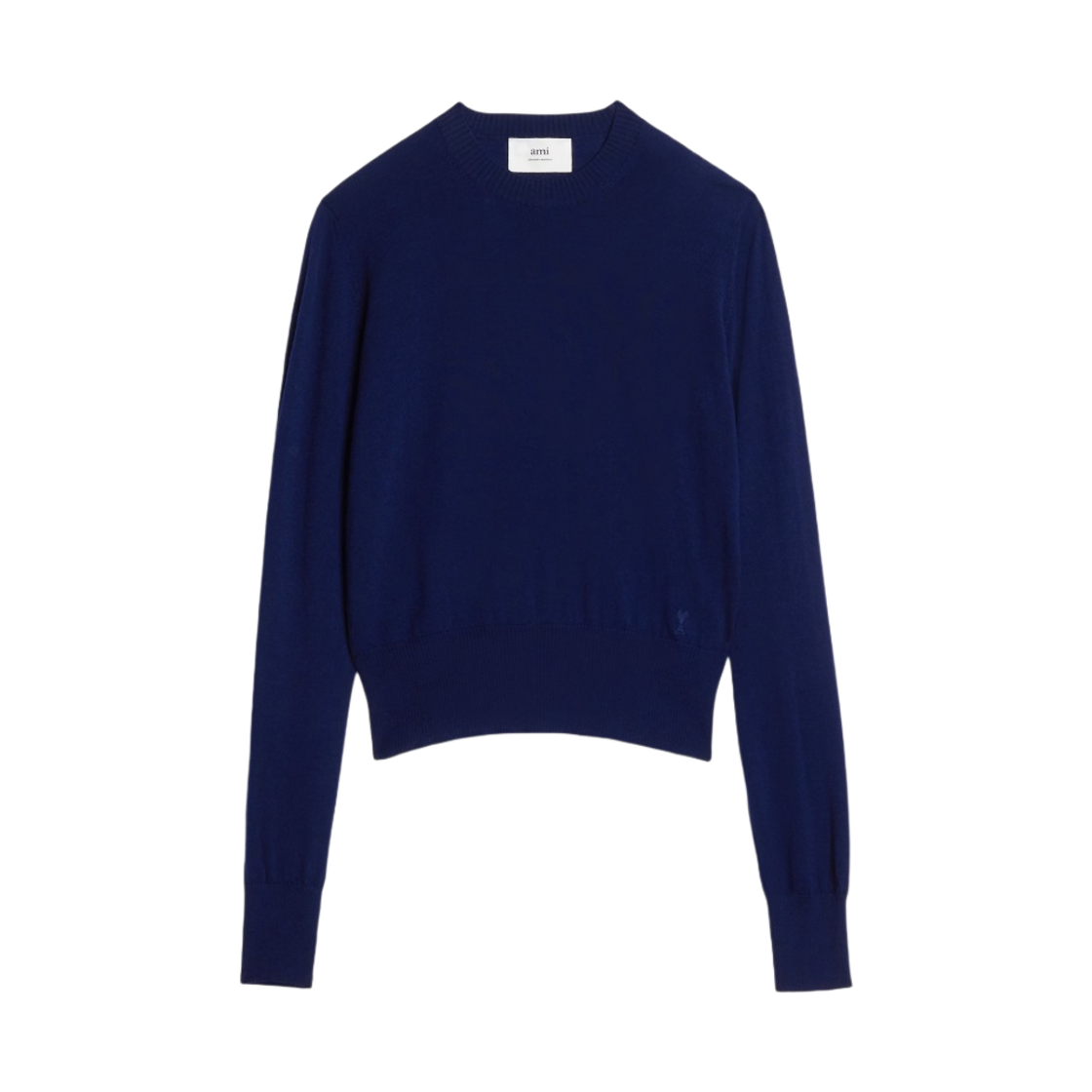 (W) 아미 토날 하트 로고 스웨터 노틱 블루((W) AMI Tonal de Coeur Sweater Nautic Blue) - 1
