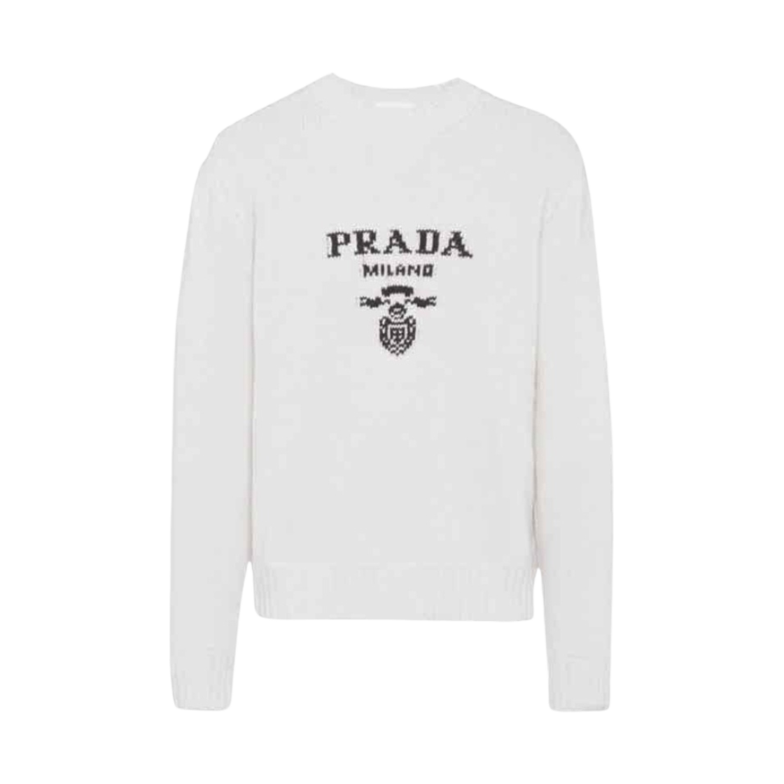 프라다 울 캐시미어 크루넥 스웨터 초크 화이트(Prada Wool Cashmere Crew Neck Sweater Chalk White) - 1