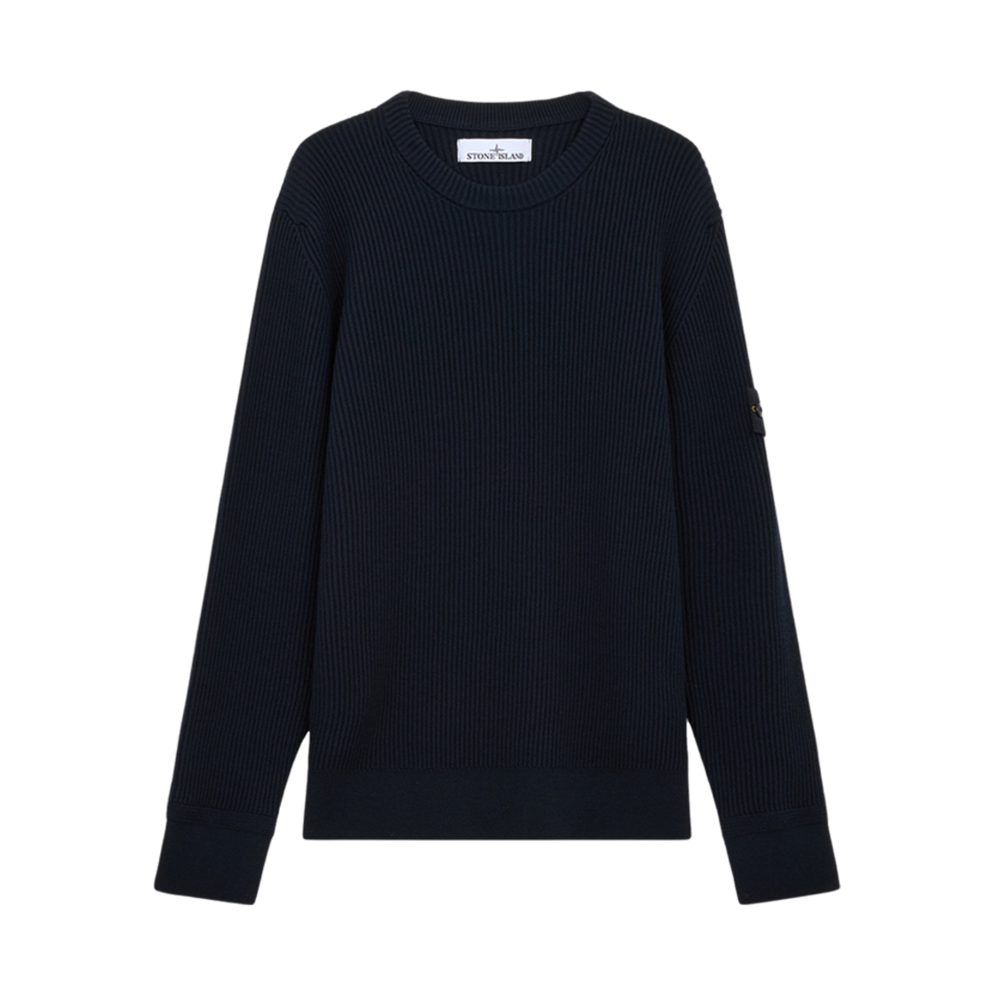 8115553C2-A0020 Stone Island 553C2 Full Rib RWS Wool Crewneck Sweater with Band Motif Navy Blue - 24FW