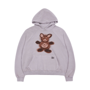 The Museum Visitor Bear Drawing Printed Pigment Hoody Beige