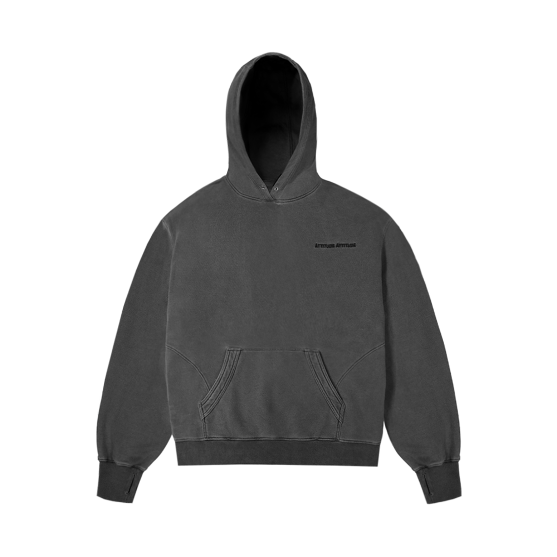 애티튜드 애티튜드 커브드 가먼트다잉 스웻 후드 그레이(AA Curved Garment Dyeing Sweat Hoodie Grey)