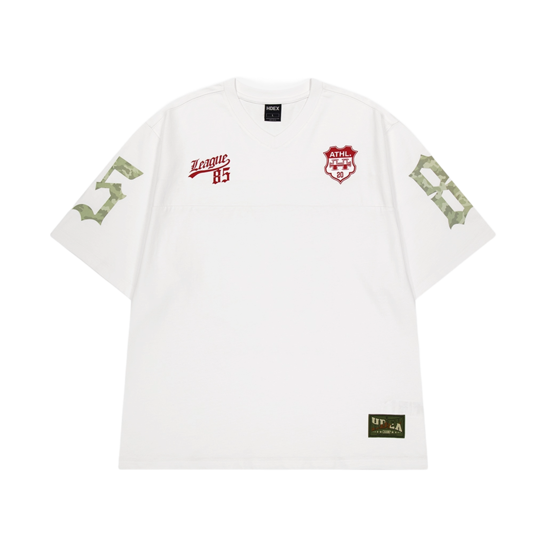 에이치덱스 카모 럭비 오버핏 숏 슬리브 화이트