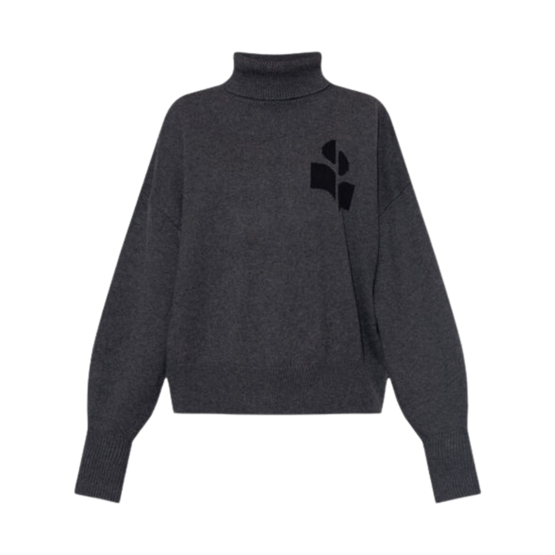 PU0222FA-A1X05E-02AN (W) Isabel Marant Nash Roll Neck Logo Sweater Anthracite - 24FW