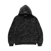 BAPE 1st Camo Heavy Wash Cropped Fit Zip Hoodie Black