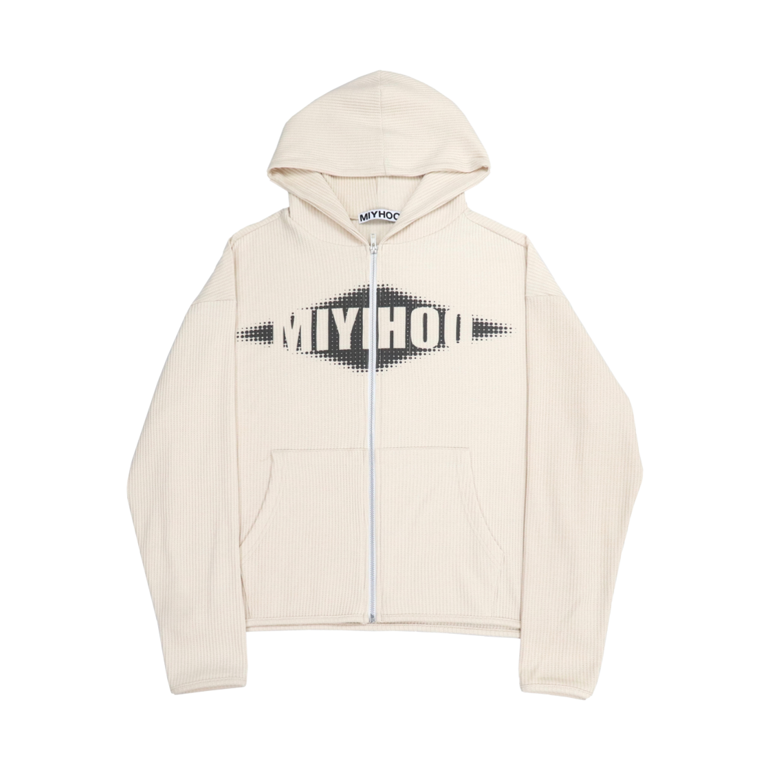 미와이후 후디 니트 집업 아이보리(Miyhoo Logo Hoodie Knit Zip-Up Ivory)