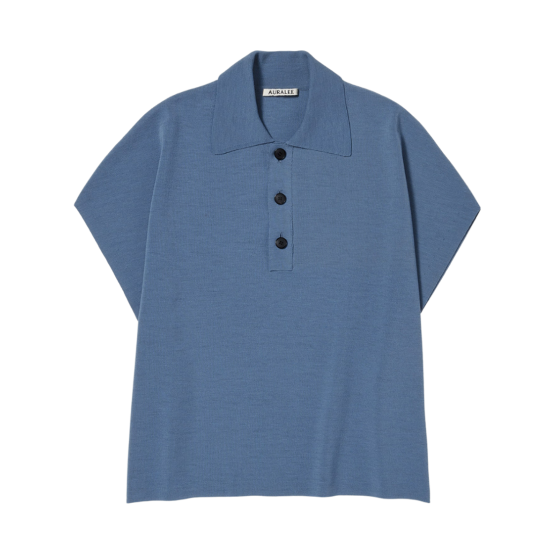 (W) 오라리 울 리사이클 폴리에스터 하이 게이지 니트 슬리브리스 폴로 블루 그레이((W) Auralee Wool Recycle Polyester High Gauge Knit Sleeveless Polo Blue Gray)