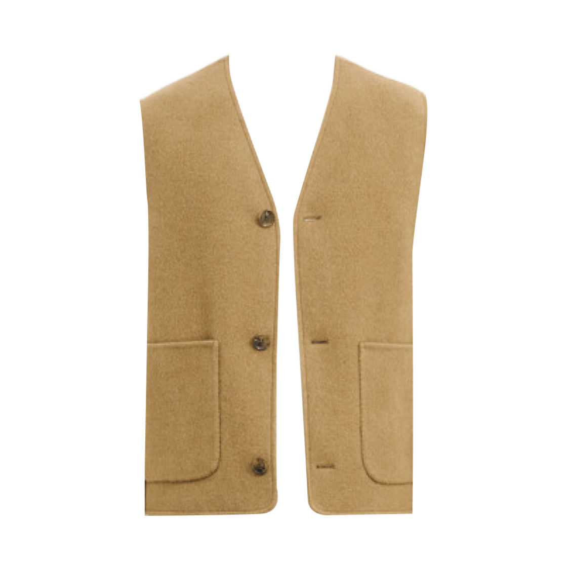타임 옴므 카멜 블렌드 버튼 업 베스트 베이지(Time Homme Camel Blend Button-Up Vest Beige)