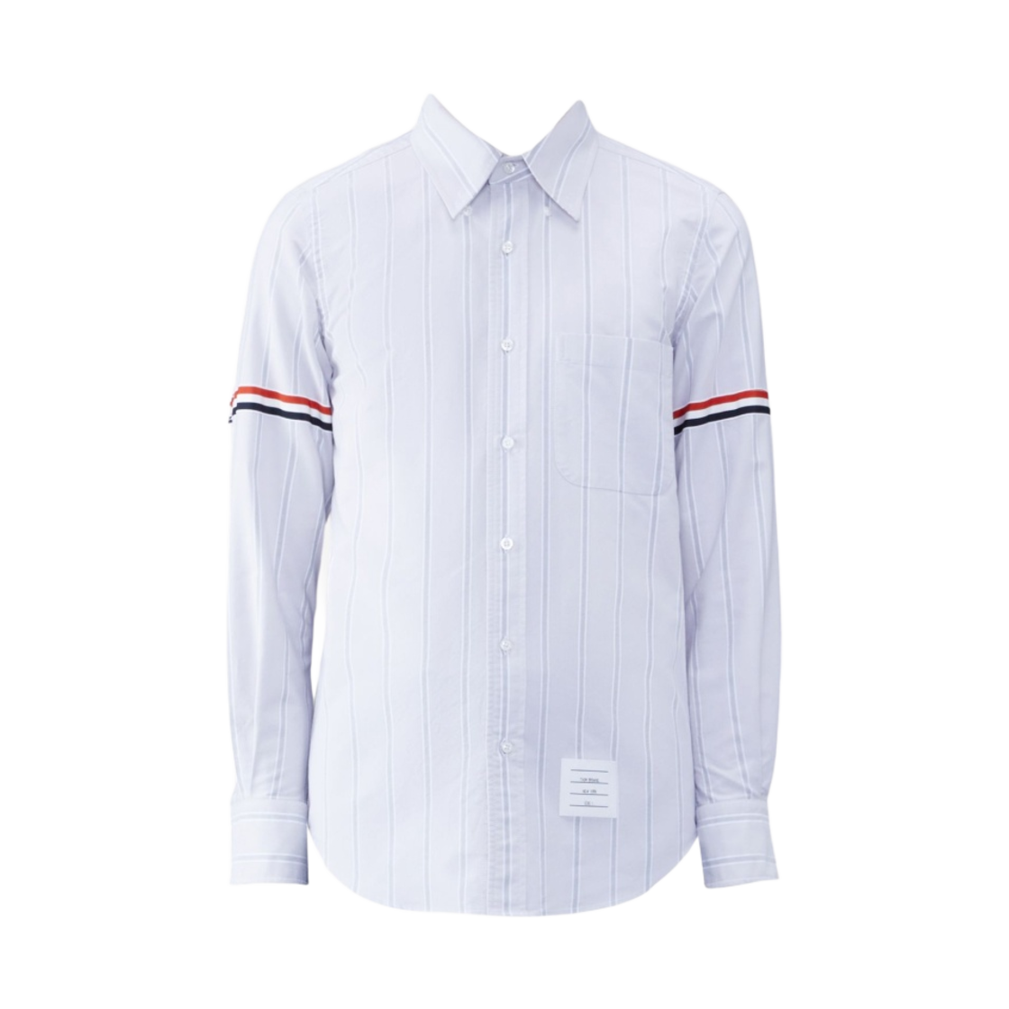 MWL301O-07720-035 Thom Browne Striped Oxford Armband Straight Fit Shirt Grey
