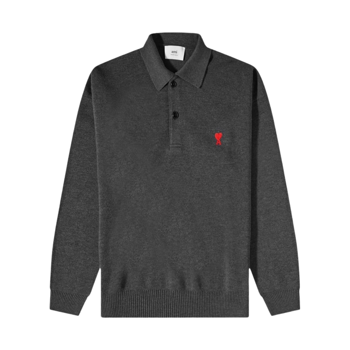 아미 스몰 하트 로고 울 폴로 헤더 그레이(AMI de Coeur Wool Polo Heather Grey)