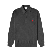 AMI de Coeur Wool Polo Heather Grey