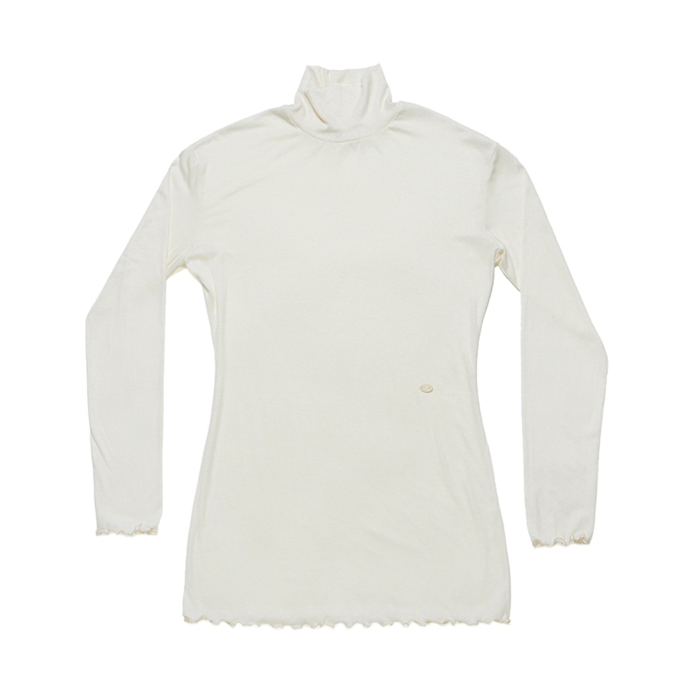LLL90C-LTS-IWH006F LLL Design Studio Wool Tencel Turtleneck Long Tee Ivory White