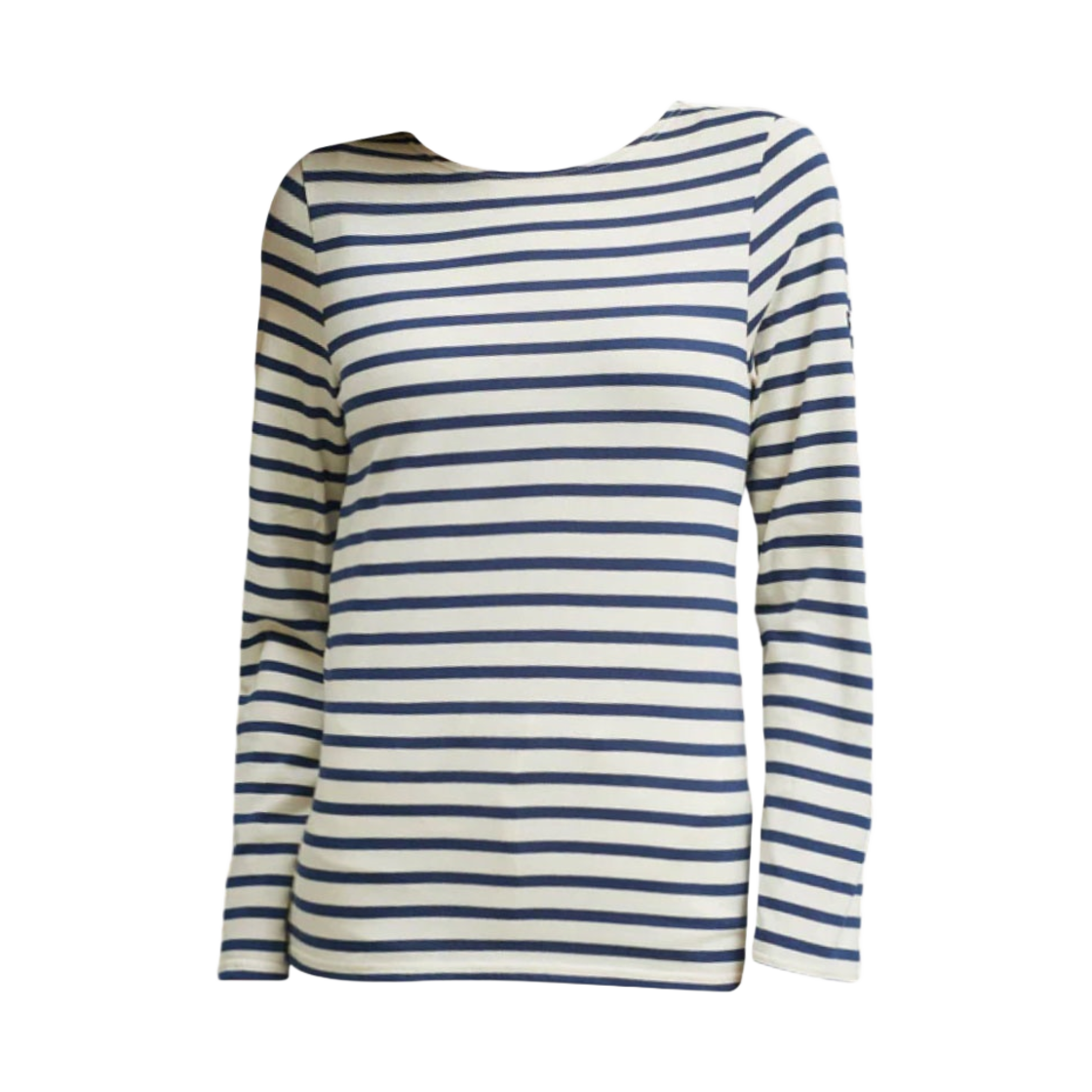 9858-50 Saint James Minquiers Modern Striped Sailor Long Sleeve T-Shirt Ecru Marine