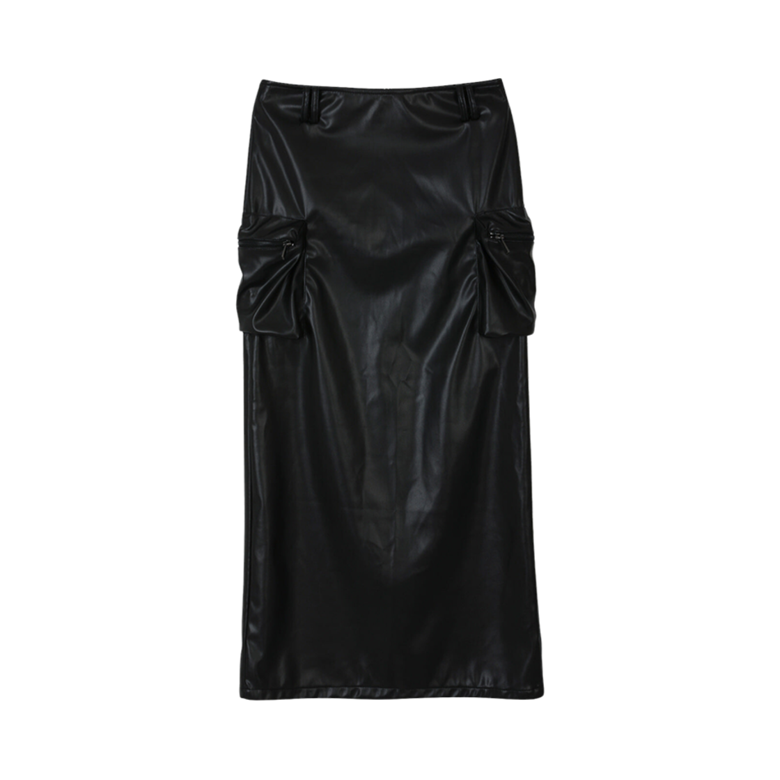 (W) 보헤미안 서울 투 포켓 레더 맥시 스커트 블랙((W) Bohemian Seoul Two Pocket Leather Maxi Skirt Black)