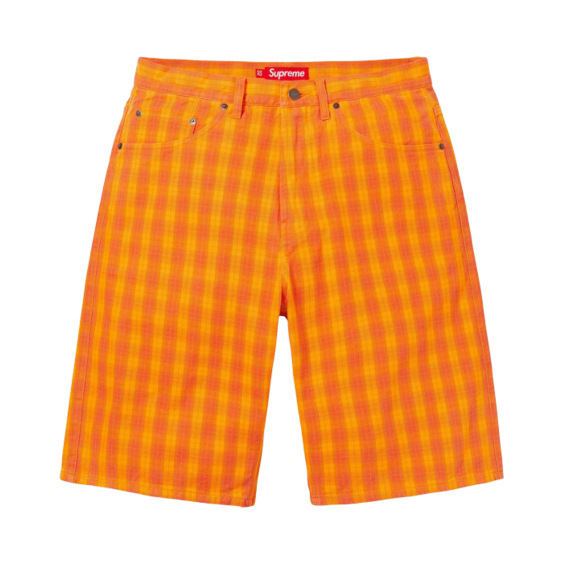 - Supreme Plaid Baggy Short Orange - 24SS