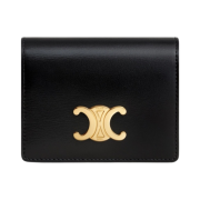 Celine Triomphe Business Card Holder in Shiny Calfskin Black