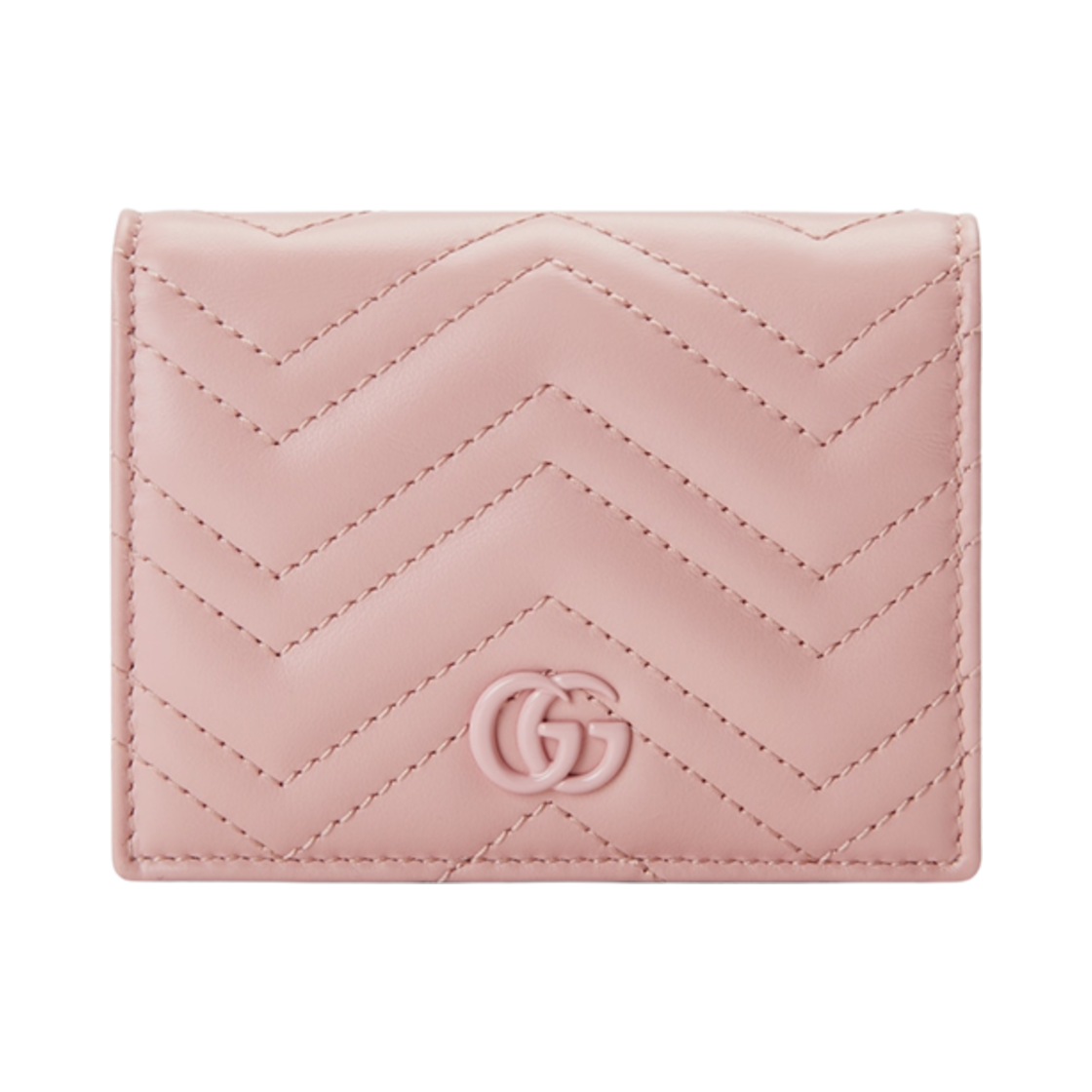구찌 GG 마몽 마틀라세 카드 케이스 지갑 라이트 핑크 레더(Gucci GG Marmont Matelasse Card Case Wallet Light Pink Leather) - 1