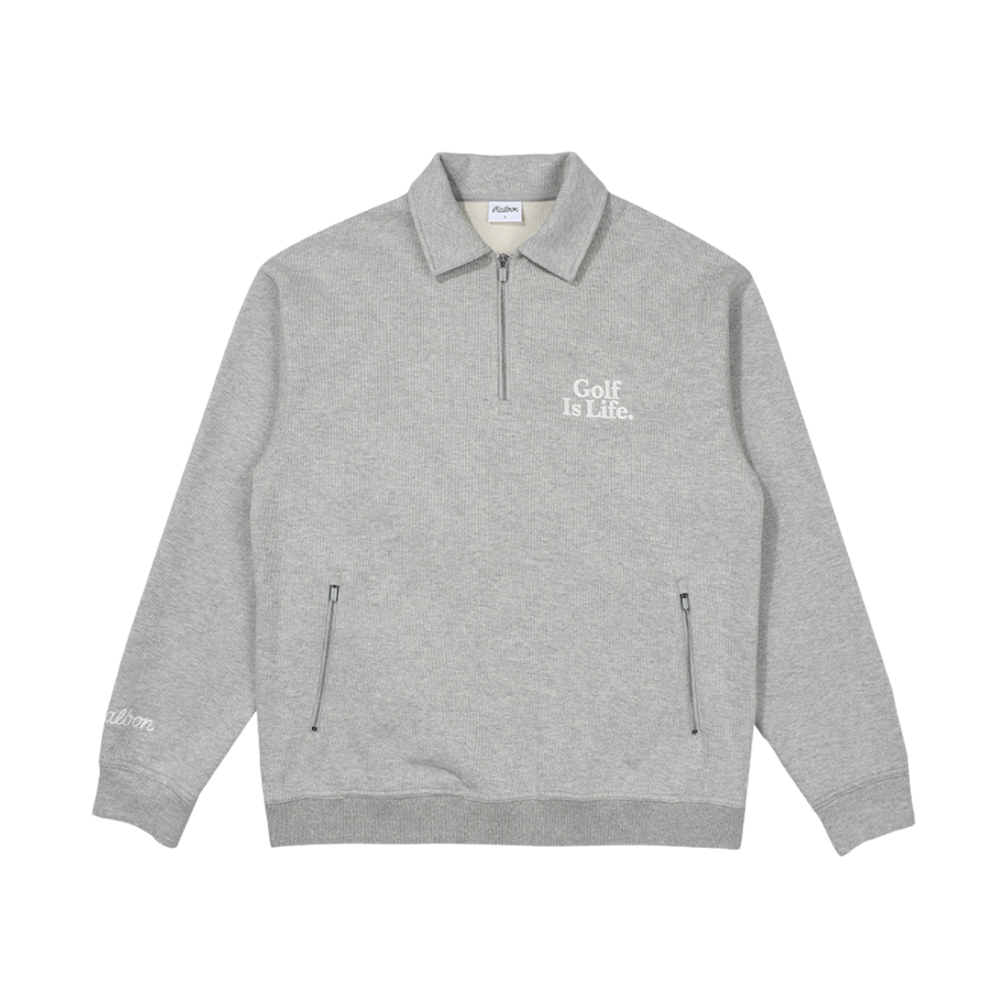 말본 골프 포켓 포인트 하프집업 스웻셔츠 라이트 그레이(Malbon Golf Pocket Point Half-Zip Sweatshirt Light Grey) - 1