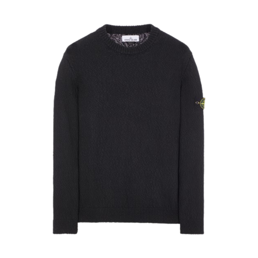Stone Island 562B1 Uneven Cotton Crewneck Knit Black - 24SS