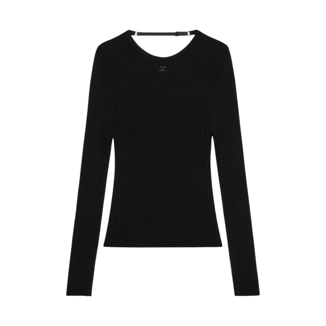 (W) 꾸레쥬 란제리 디테일 니티드 스웨터 블랙((W) Courreges Lingerie Detail Knitted Sweater Black)