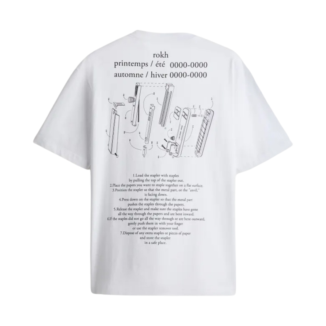 에이치앤엠 x Rokh 프린트 티셔츠 화이트 스테이플러(H&M x Rokh Printed T-Shirt White Staplers)