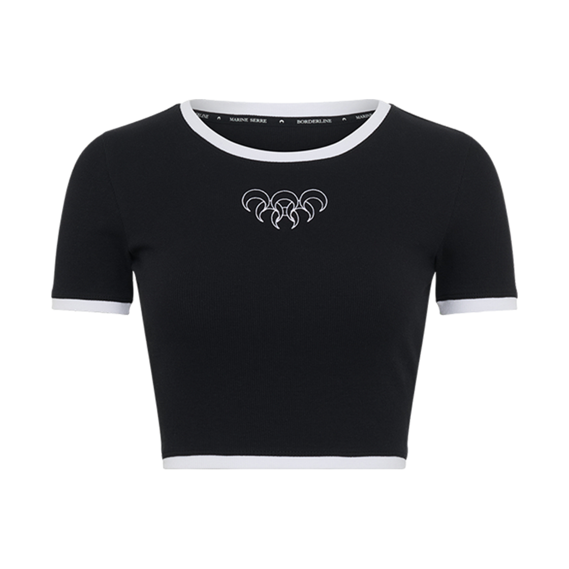 (W) 마린 세르 식스 문즈 크롭 탑 블랙((W) Marine Serre Six Moons Cropped Top Black)