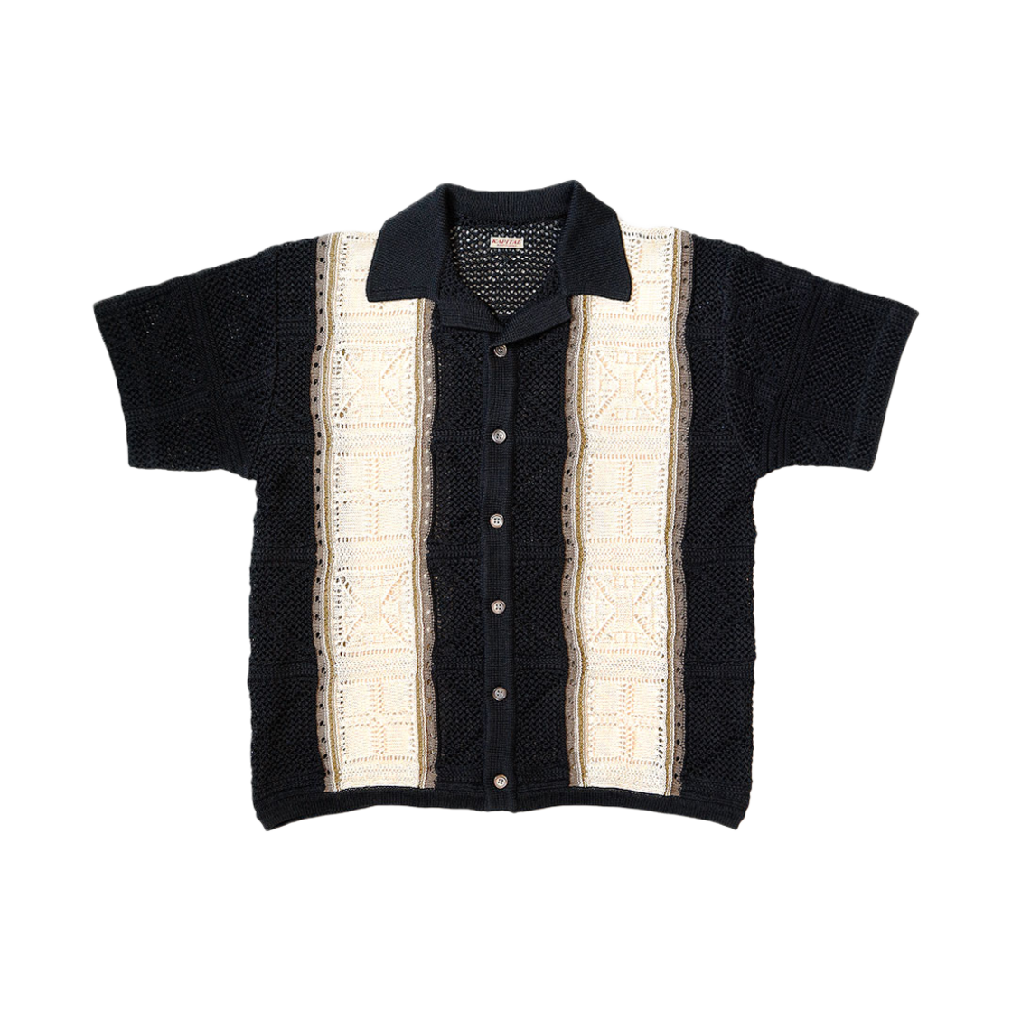 캐피탈 7G 크로쉐 니트 테네시 알로하 폴로 블랙(Kapital 7G Crochet Knit Tennessee Aloha Polo Black)