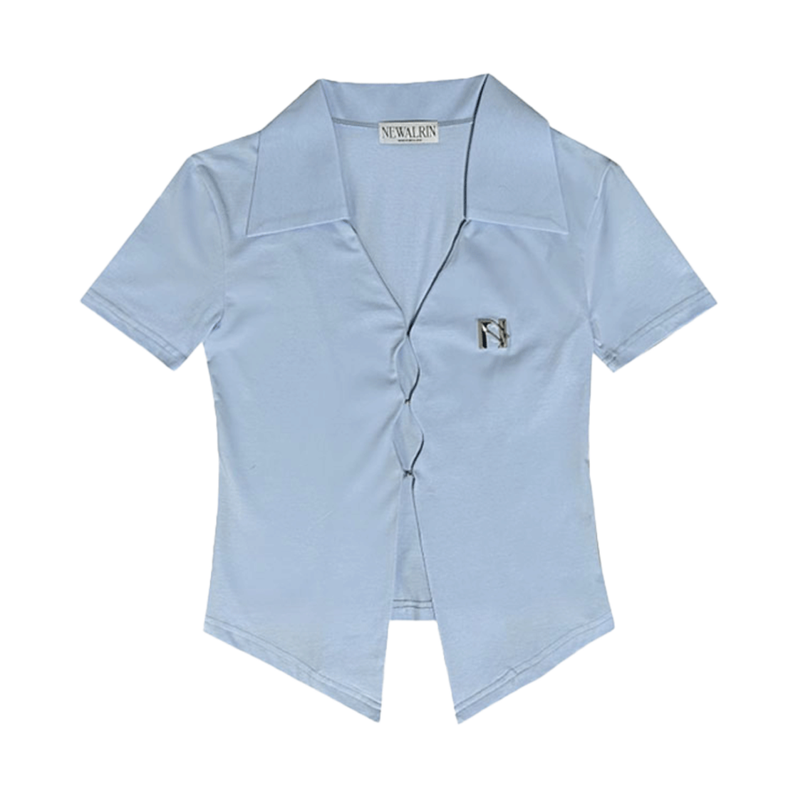 뉴얼린 셔츠탑 반팔 스카이블루(Newalrin emblem short sleeve shirt Top SkyBlue)