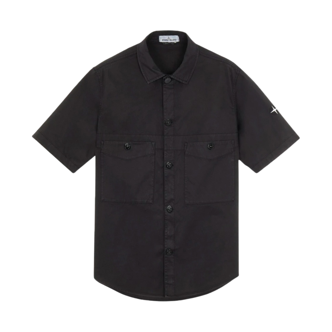 스톤 아일랜드 11819 스트레치 코튼 트윌 가먼트 다이드 숏슬리브 오버셔츠 블랙 - 21SS(Stone Island 11819 Stretch Cotton Twill Garment Dyed Short Sleeve Overshirt Black - 21SS) - 1