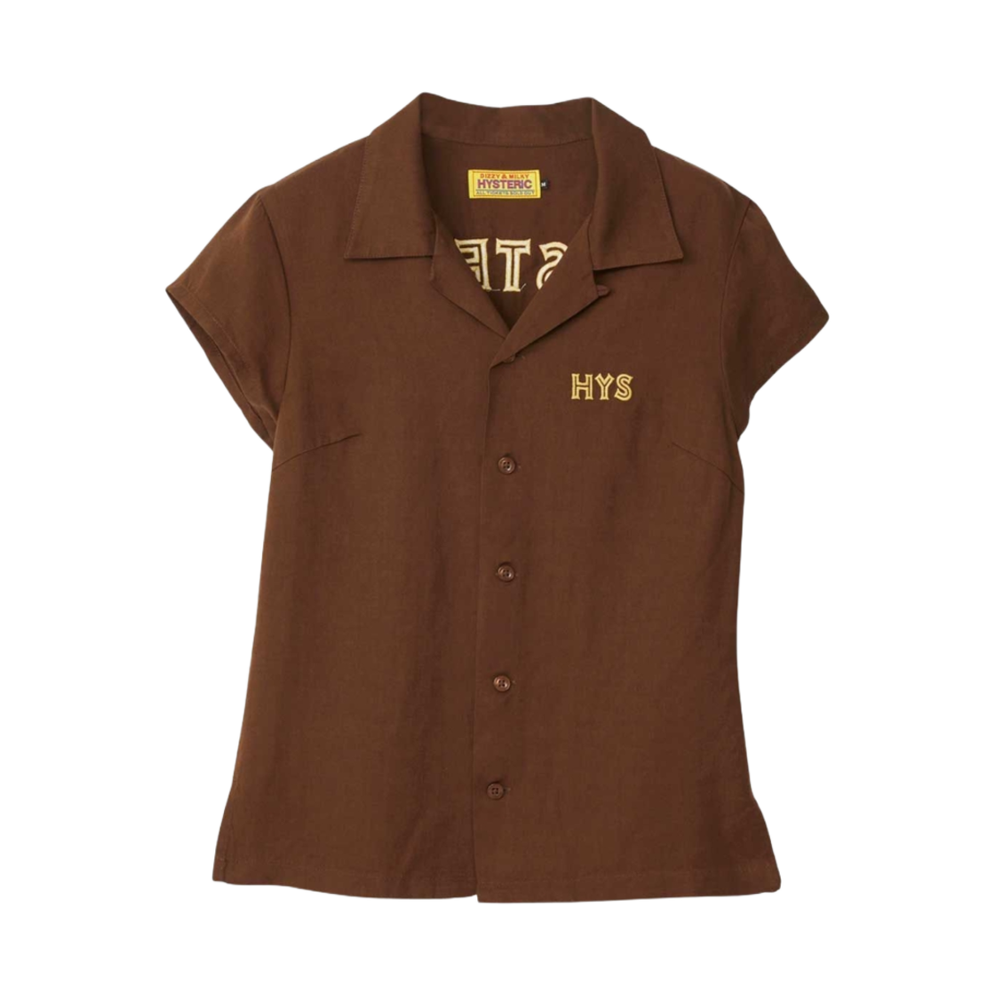 (W) 히스테릭 글래머 스푹 쇼 자수 볼링 셔츠 브라운((W) Hysteric Glamour Spook Show Embroidered Bowling Shirt Brown) - 2