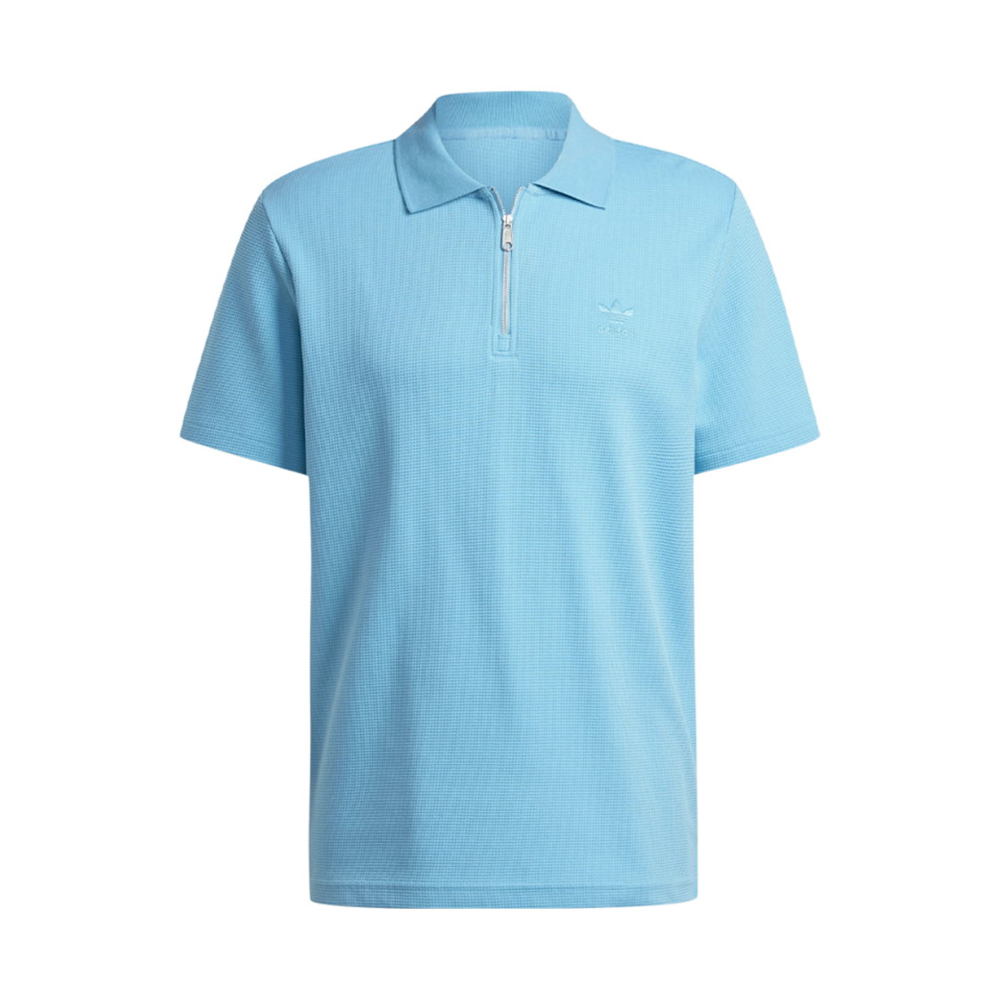 IY2302 Adidas Trefoil Essentials Waffle Polo Shirt Light Blue - KR Sizing
