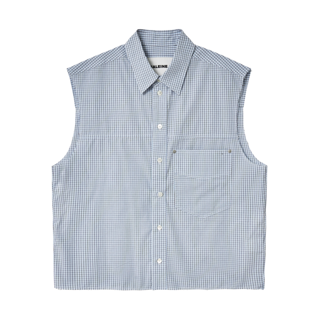 WT231 Haleine Cut-Off Check Sleeveless Shirt Blue