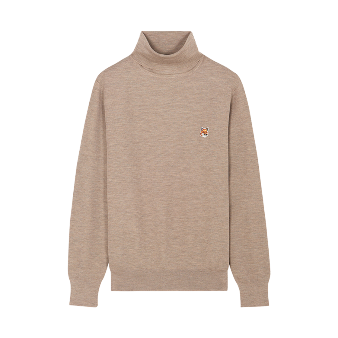 HM00508KT1036-H250 Maison Kitsune Fox Head Patch Turtleneck Pullover Beige Melange