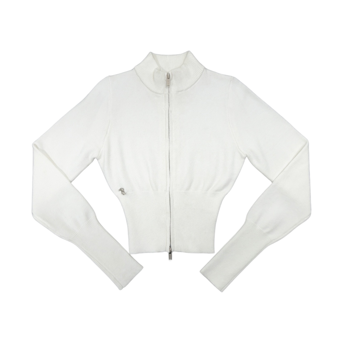 (W) 페일제이드 하이 넥 니트 집업 아이보리((W) Pale Jade High Neck Knit Zip Up Ivory)