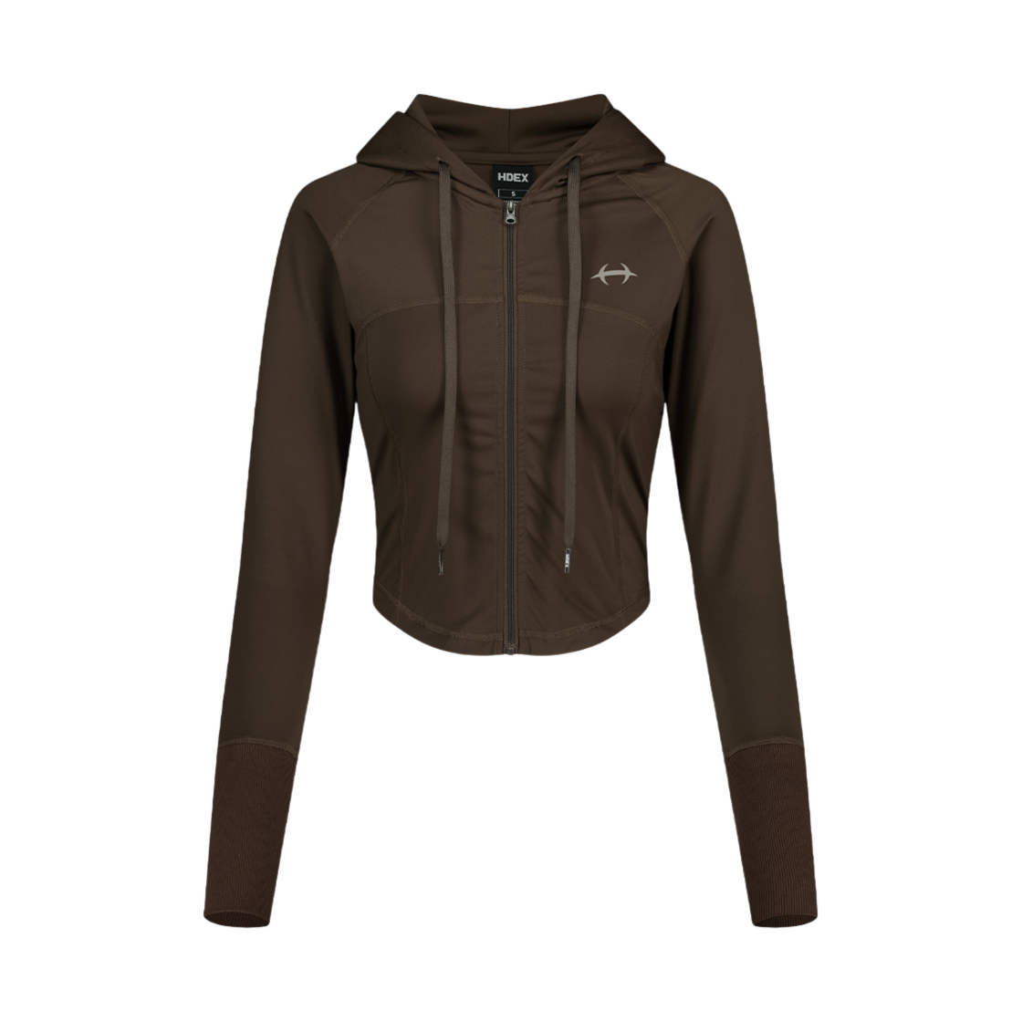 에이치덱스 우먼스 플레시블 크롭 후디 집업 브라운