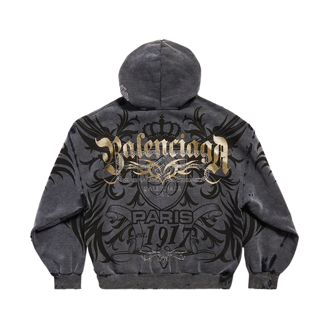 발렌시아가 태키 골드 집업 후드 레귤러 핏 블랙(Balenciaga Tacky Gold Zip-Up Hoodie Regular Fit Black) - 2