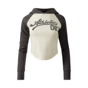HDEX Womens Athletic Color Contrast Hooded Long Sleeve Bone
