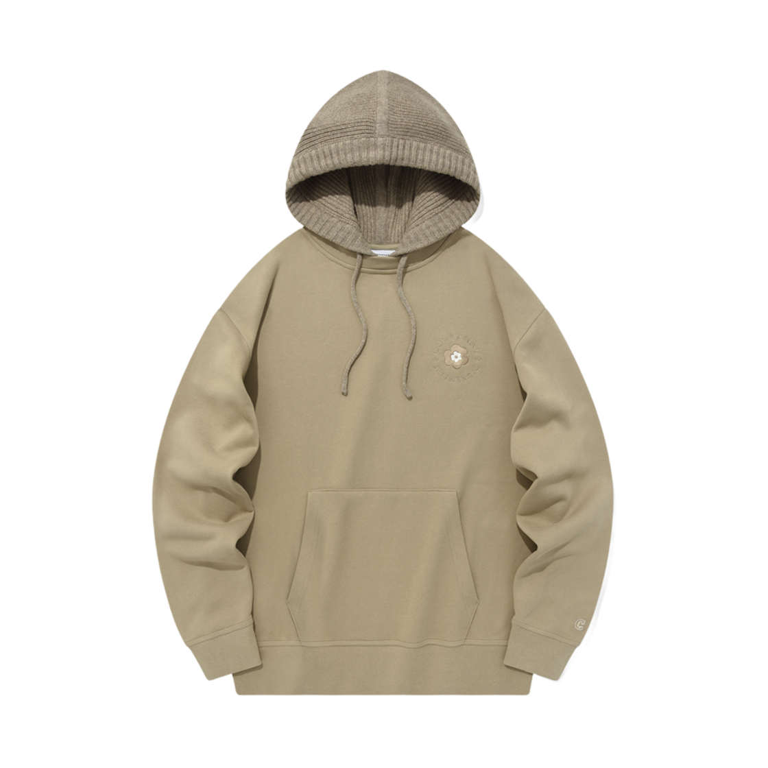 CO2303HD07BE Covernat Oversized Fit Knit Hoodie Sweatshirt Beige