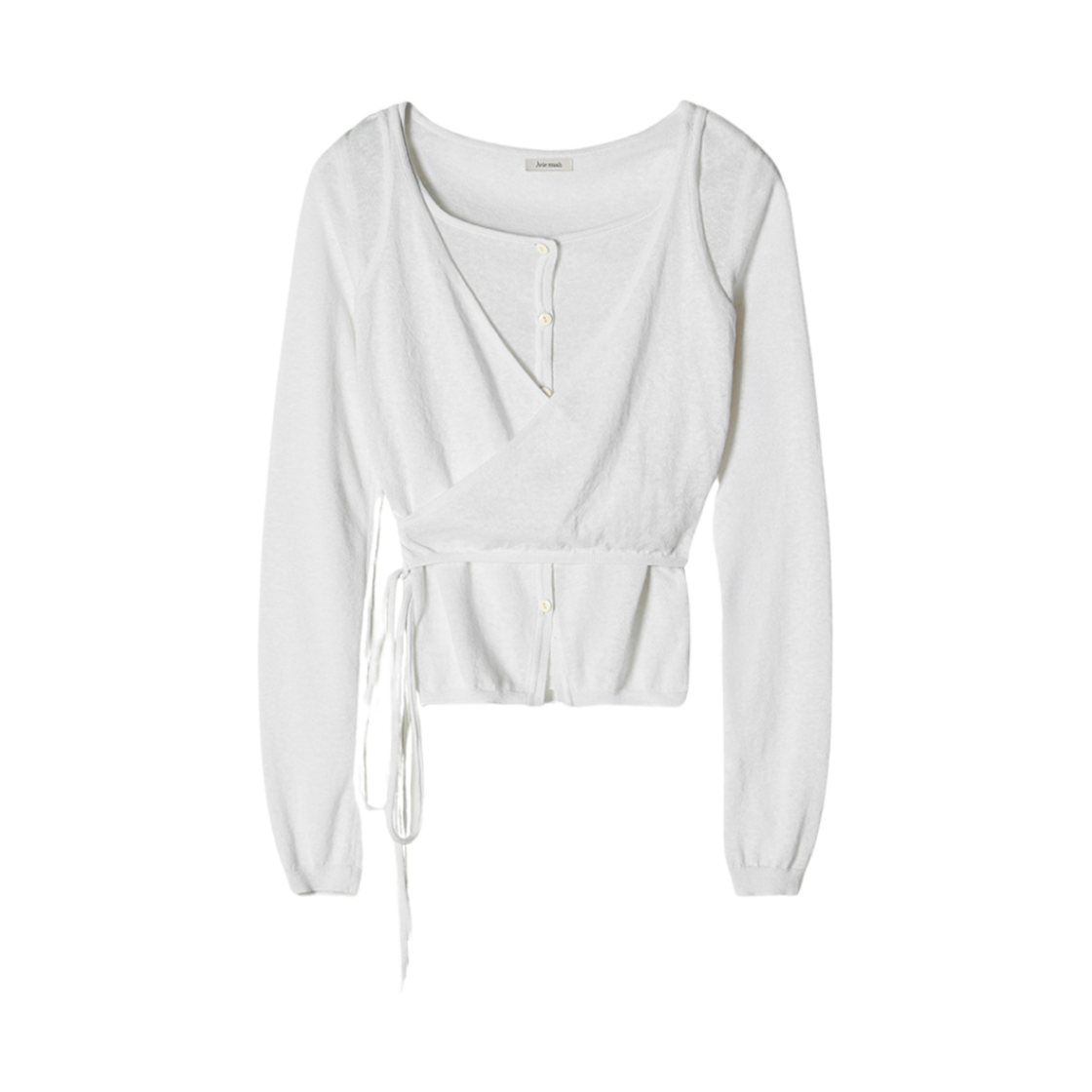 AM02CD2507 (W) Aviemuah Layered Wrap Cardigan Set White
