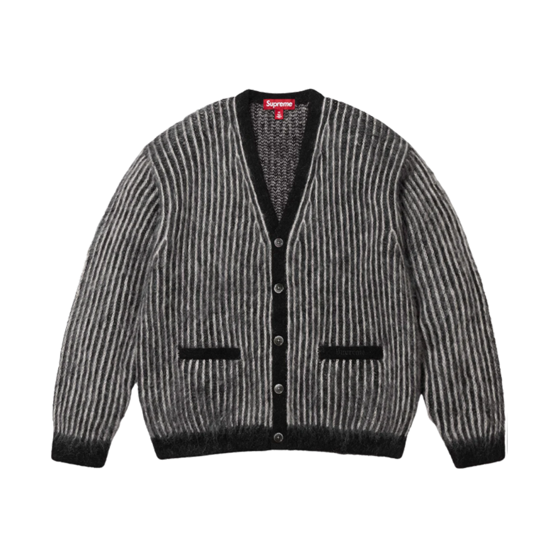- Supreme 2-Tone Mohair Cardigan Black - 25SS