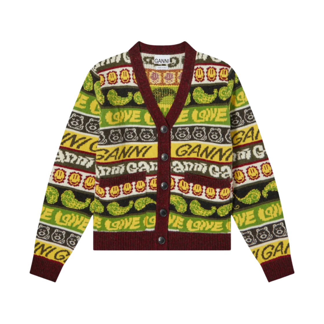 (W) 가니 그래픽 가디건 멀티컬러((W) Ganni Graphic Cardigan Multicolour) - 1