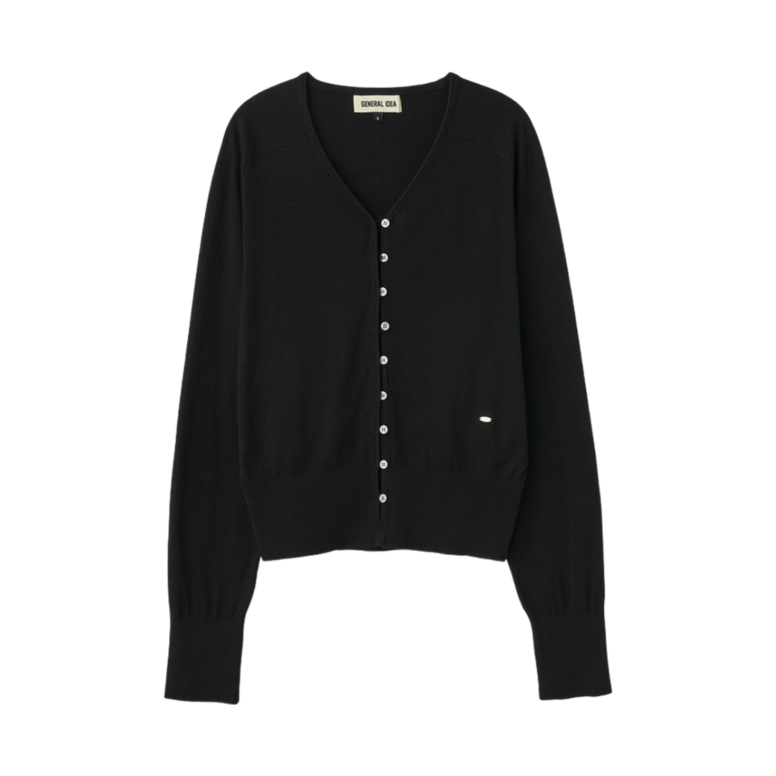 제너럴아이디어 우먼 시그니처 브이넥 가디건 블랙(General Idea Woman Signature V-Neck Cardigan Black)