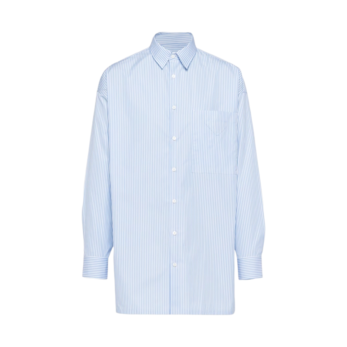 프라다 오버사이즈 코튼 셔츠 화이트 라이트 블루(Prada Oversized Cotton Shirt White Light Blue) - 1