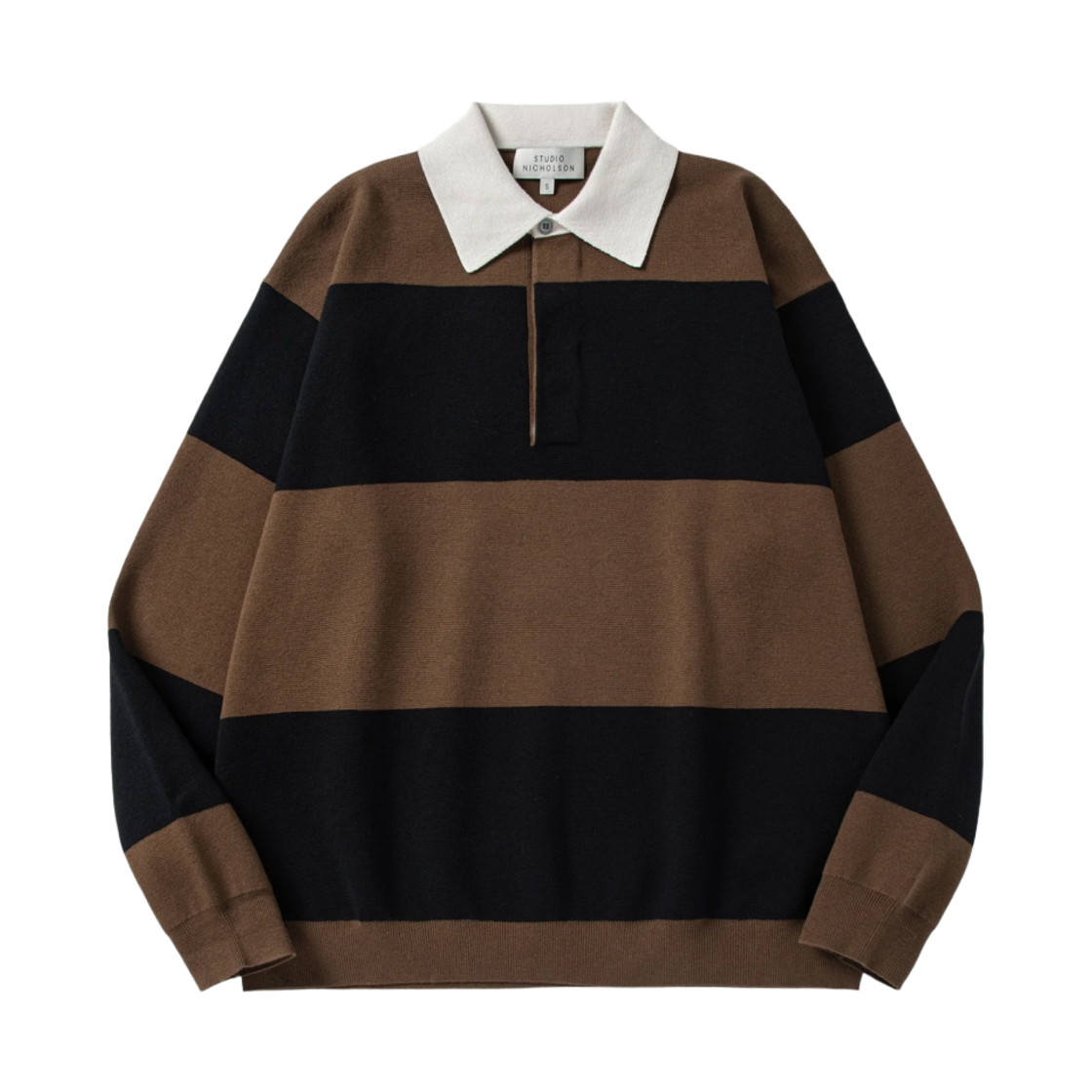 스튜디오 니콜슨 타락 니트 피트 블랙 스트라이프(Studio Nicholson Tarak Knit Peat Black Stripe)