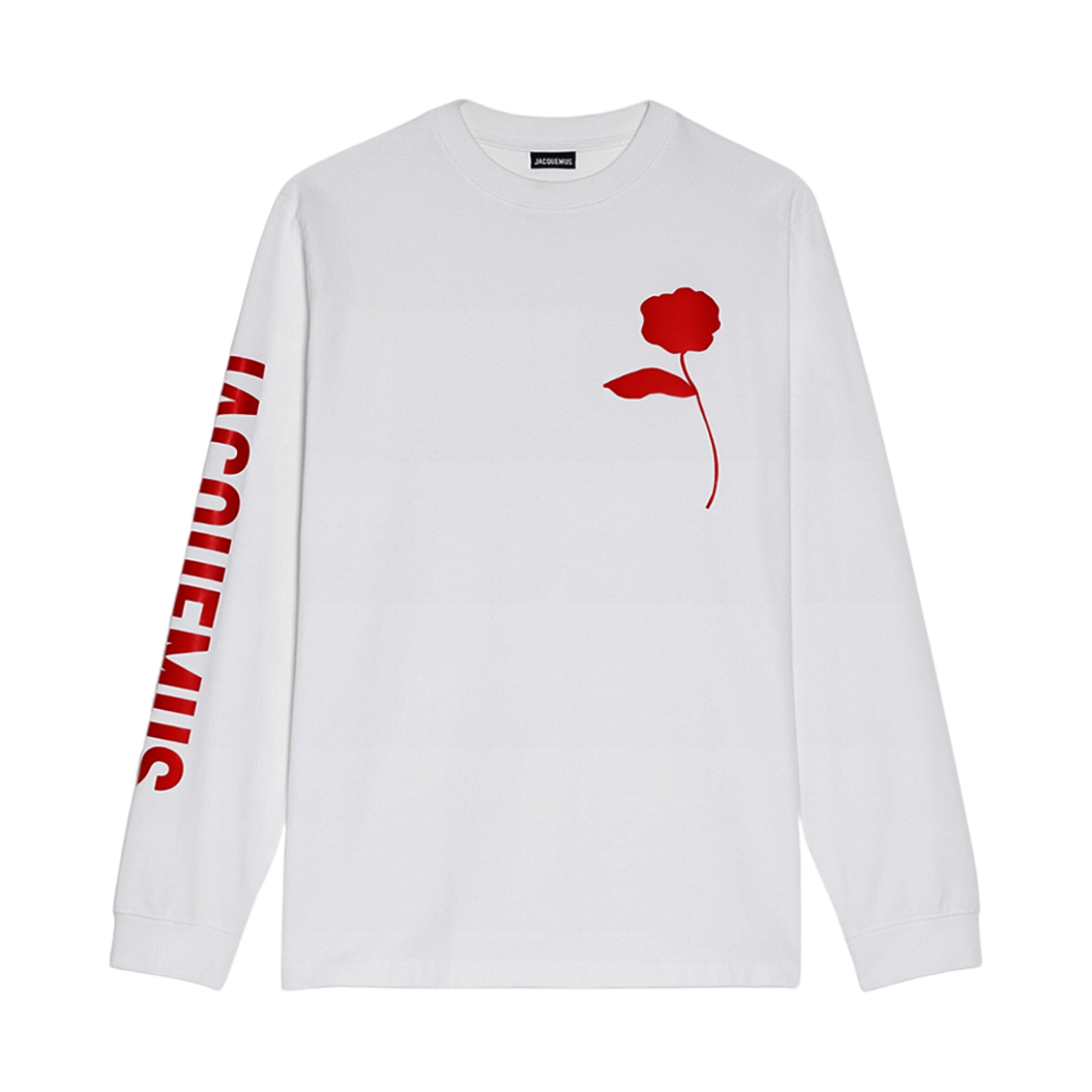 자크뮈스 르 티셔츠 시세리 로즈 스텐실 롱슬리브 티셔츠 레드 솔리드 로즈 화이트(Jacquemus Le T-Shirt Ciceri Rose Stencil Long Sleeve T-Shirt Red Solid Rose White) - 1