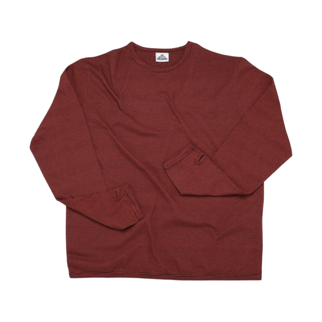엠제이디 스트라이프 핑거 홀 롱슬리브 티셔츠 레드(MJD Stripe Finger Hole Long Sleeve T-Shirt Red)