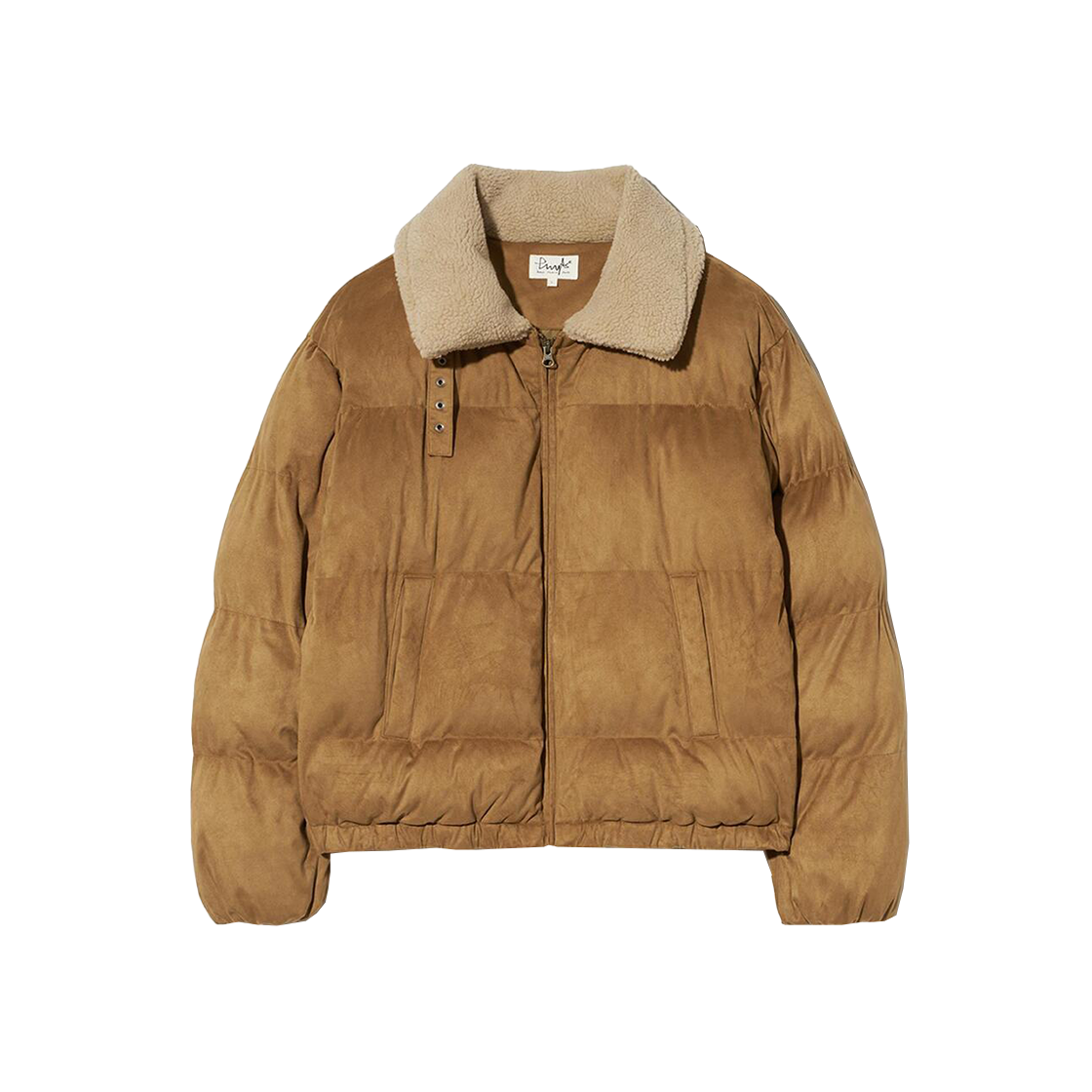 PEW1PJ302ACA Phyps Dept Suede Boa Collar Puffer Padded Jacket Camel